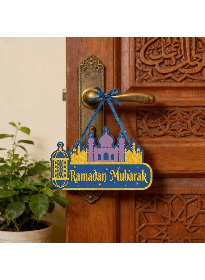 1 PCS Ramadan Door Decor Hanging Ornament, Ramadan Mubarak Decorations, Ramadan Kareem Decor Paper, Moon Star Lantern Sheep Decorations for Doors, Walls, Eid Al Adha Party Supplies - Image 5